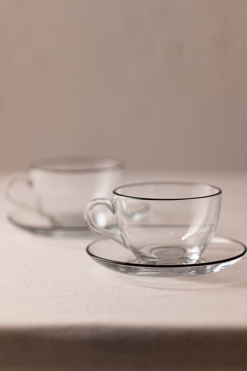 Set pentru ceai, Hermia, 127RKL1217, Farfurie: 9,1 x 9,1 x 6,4 cm (2 bucăți), Negru - imagine 5